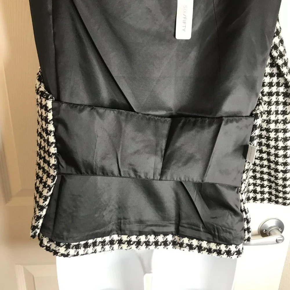 NWT SIX/FIFTY Women's Wrens Wool Blend Cape Black/Ivory Hounds Tooth ~ Size L - Picture 5 of 7